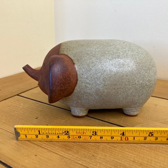 Happy Elephant Money Coin Bank Stoneware Ceramic Vintage UCTCI Japan 6.5" Long - Picture 6 of 10